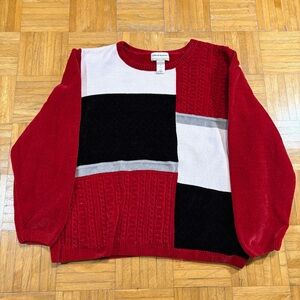 Alfred Dunner Worth Avenue Chenille Colorblock Swetaer